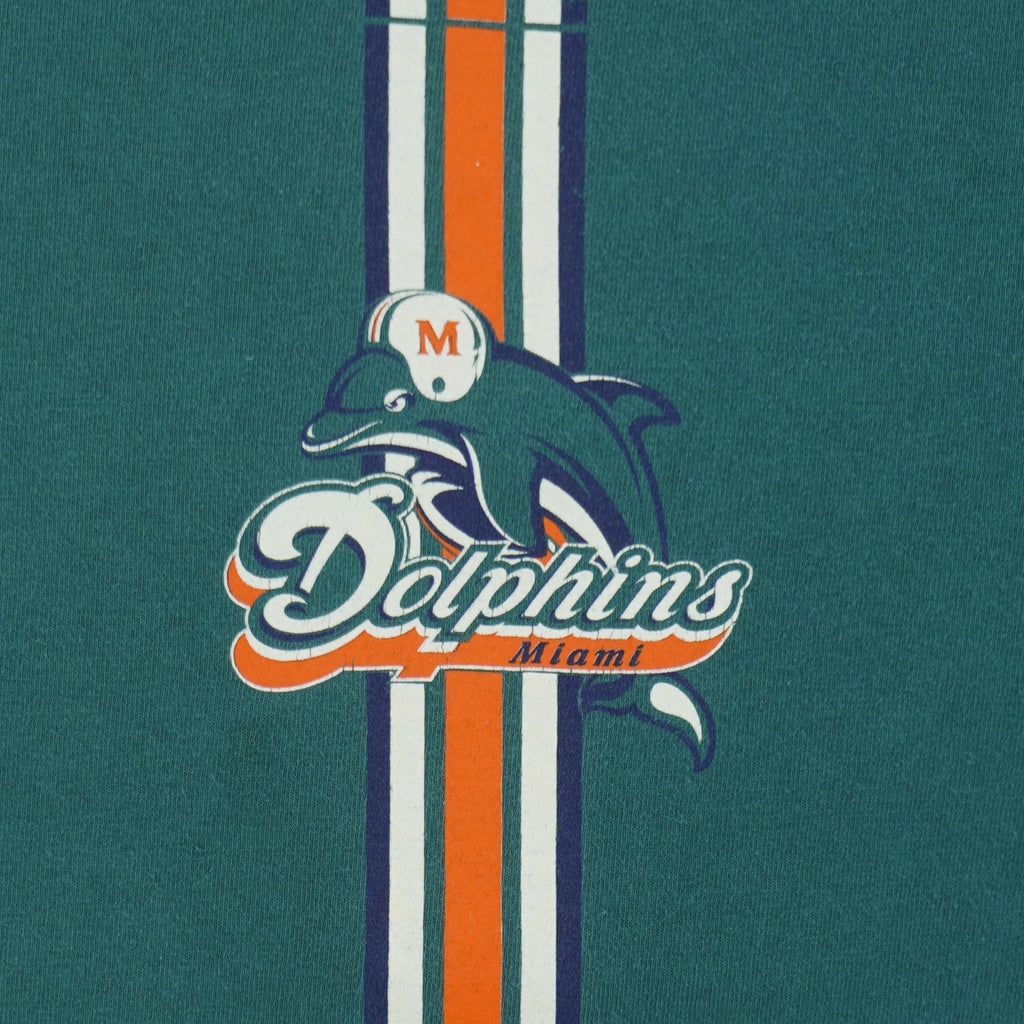 NFL (Tee Jays) - Green Miami Dolphins T-Shirt 1990s Large Vintage Retro football