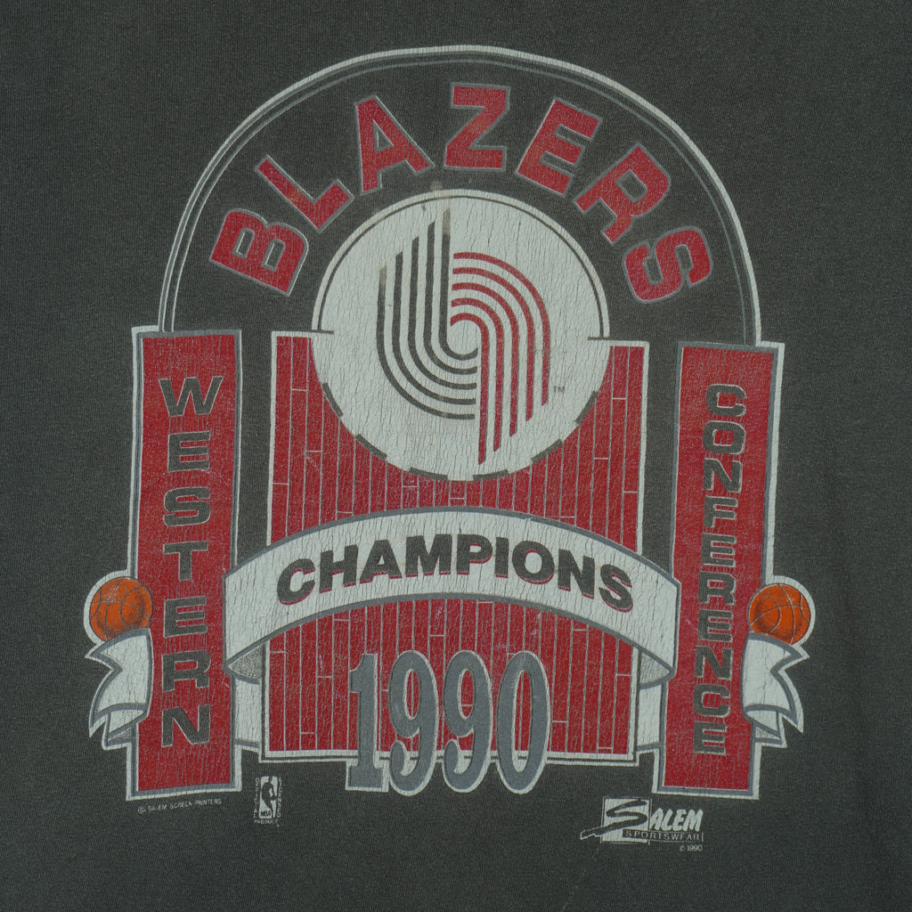NBA (Salem) - Portland Trail Blazers Conference Champions T-Shirt 1990 X-Large Vintage Retro Basketball