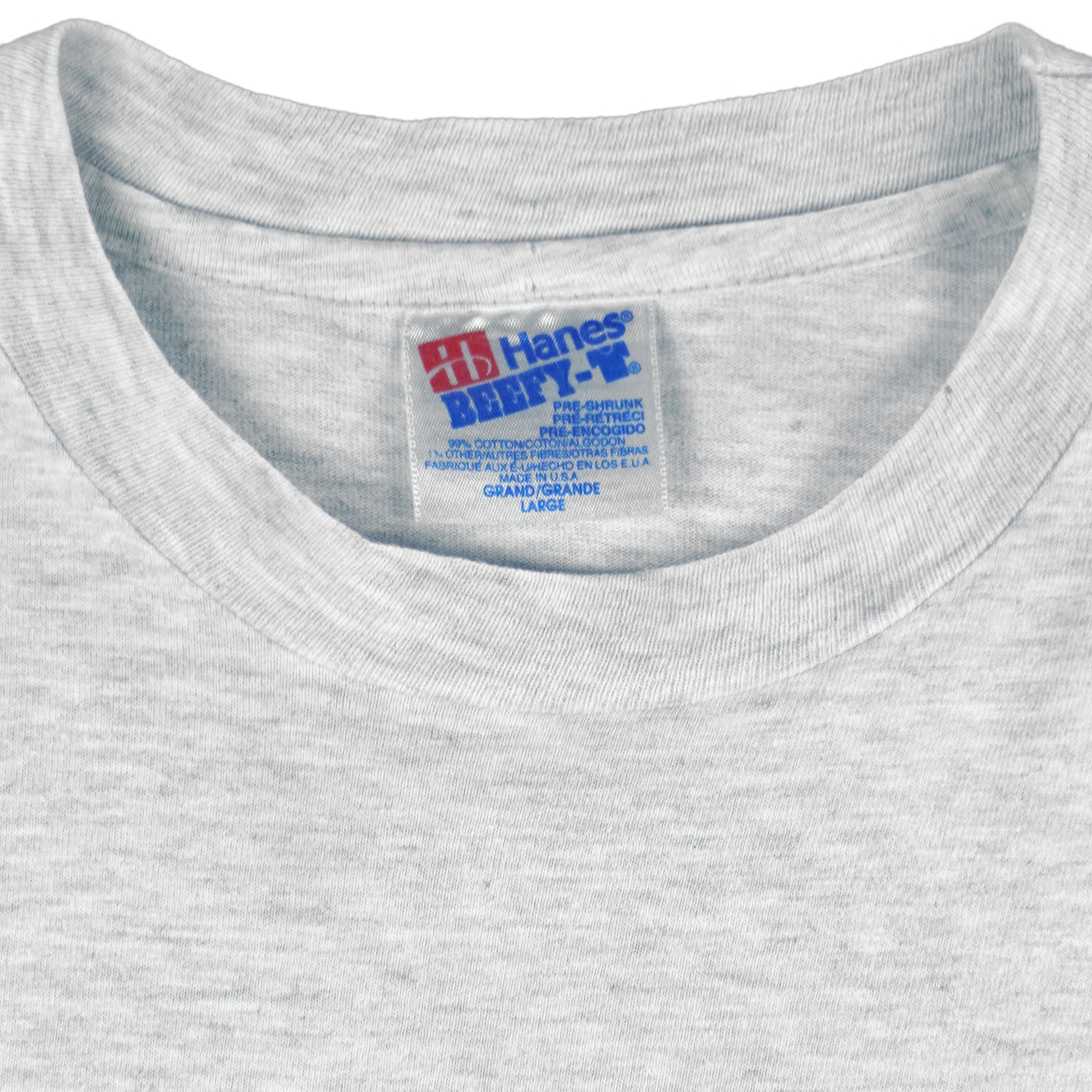 1993 vintage Prudhoe Bay 13th Annual Marathon T-Shirt by Hanes. Light grey in color with animal cartoon printed graphic on front, tagged size Large and is in excellent condition.