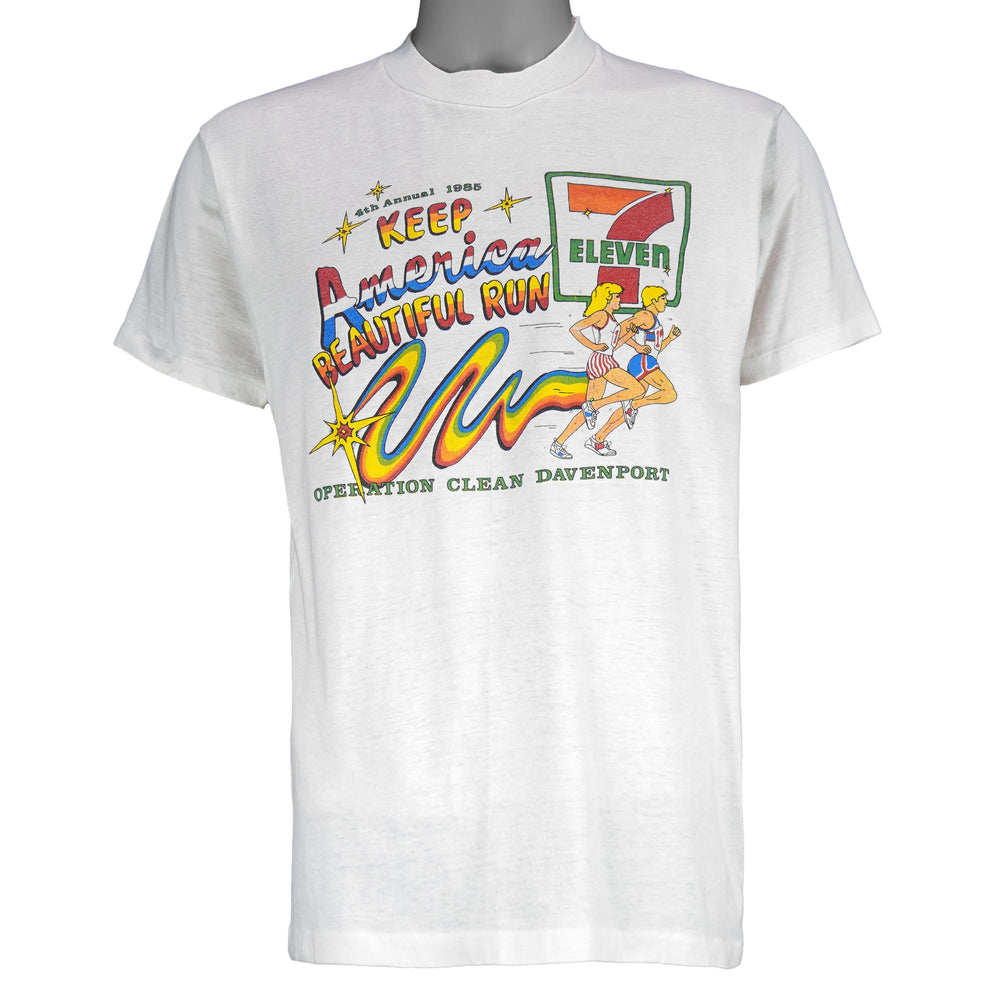 Vintage (Hanes) - 7Eleven, Keep America Beautiful Run T-Shirt 1985 Large
