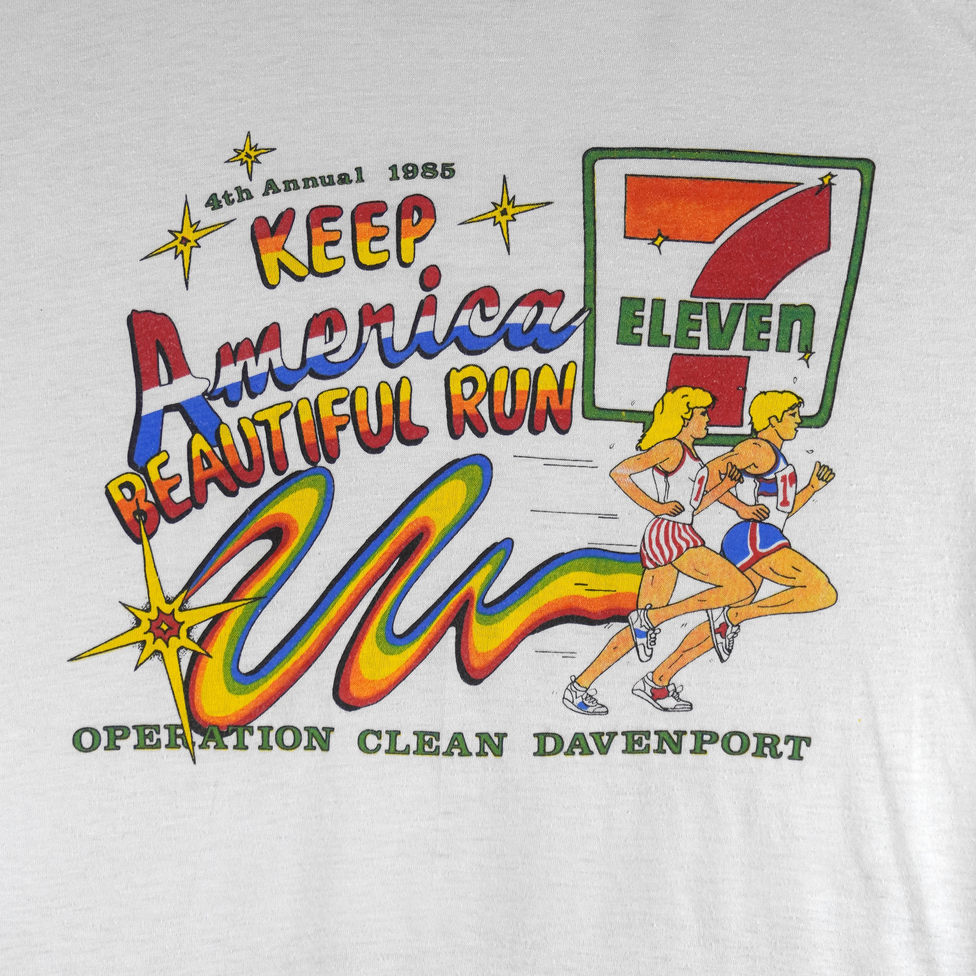 Vintage (Hanes) - 7Eleven, Keep America Beautiful Run T-Shirt 1985 Large