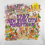 1987 vintage I Trained for the New York City Marathon Long Sleeve Shirt. White in color with original artwork by Kay Denmark on front, fits Small in size and is in excellent condition.