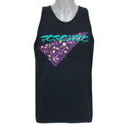 1980s vintage Toronto Canada tank top by Natural Sportswear Canada. Black in color with spell-out and geometric design on front, fits size Large and is in very good condition.
