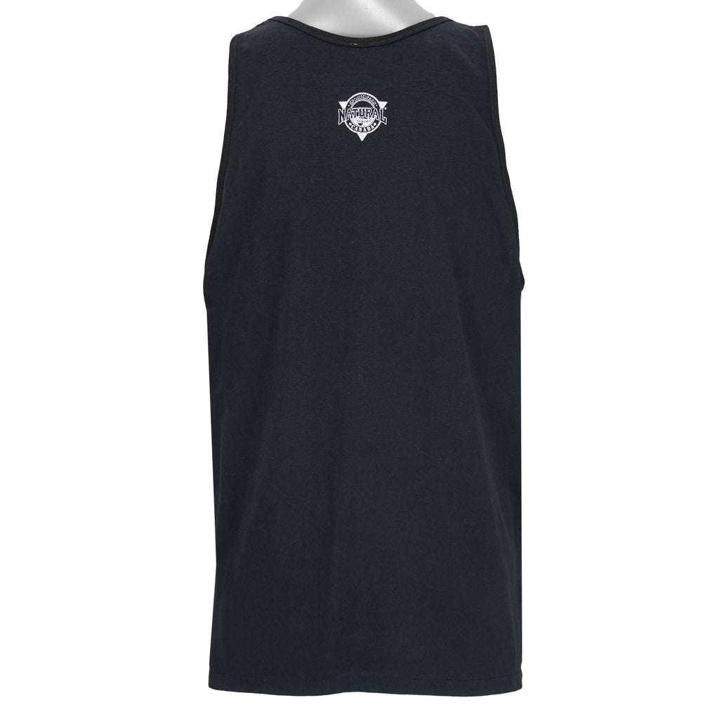 1980s vintage Toronto Canada tank top by Natural Sportswear Canada. Black in color with spell-out and geometric design on front, fits size Large and is in very good condition.