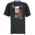1990s vintage Adidas cheeky-motivational T-Shirt. Black in color with multiple text elements and small logo on front and large NOT spell-out on back, fits size Large and is in excellent condition.