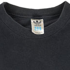 1990s vintage Adidas cheeky-motivational T-Shirt. Black in color with multiple text elements and small logo on front and large NOT spell-out on back, fits size Large and is in excellent condition.