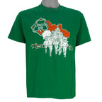 1988 vintage St. Patricks' Day 8K Run, March 13 in Saint Paul Minnesota, T-Shirt by Tee Jays. Green in color with runners and Irish clover on front and sponsors logos on back, tagged size Large and is in excellent condition.