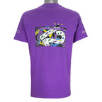 1988 vintage Flint Michigan 8 KM Crim Road Race T-Shirt by Hanes. Purple in color with printed&nbsp; graphics on front and back, tagged size Large and is in excellent condition.