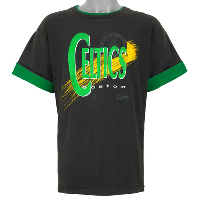 NBA (Salem) - Black Boston Celtics Spell-Out T-Shirt 1990s X-Large
