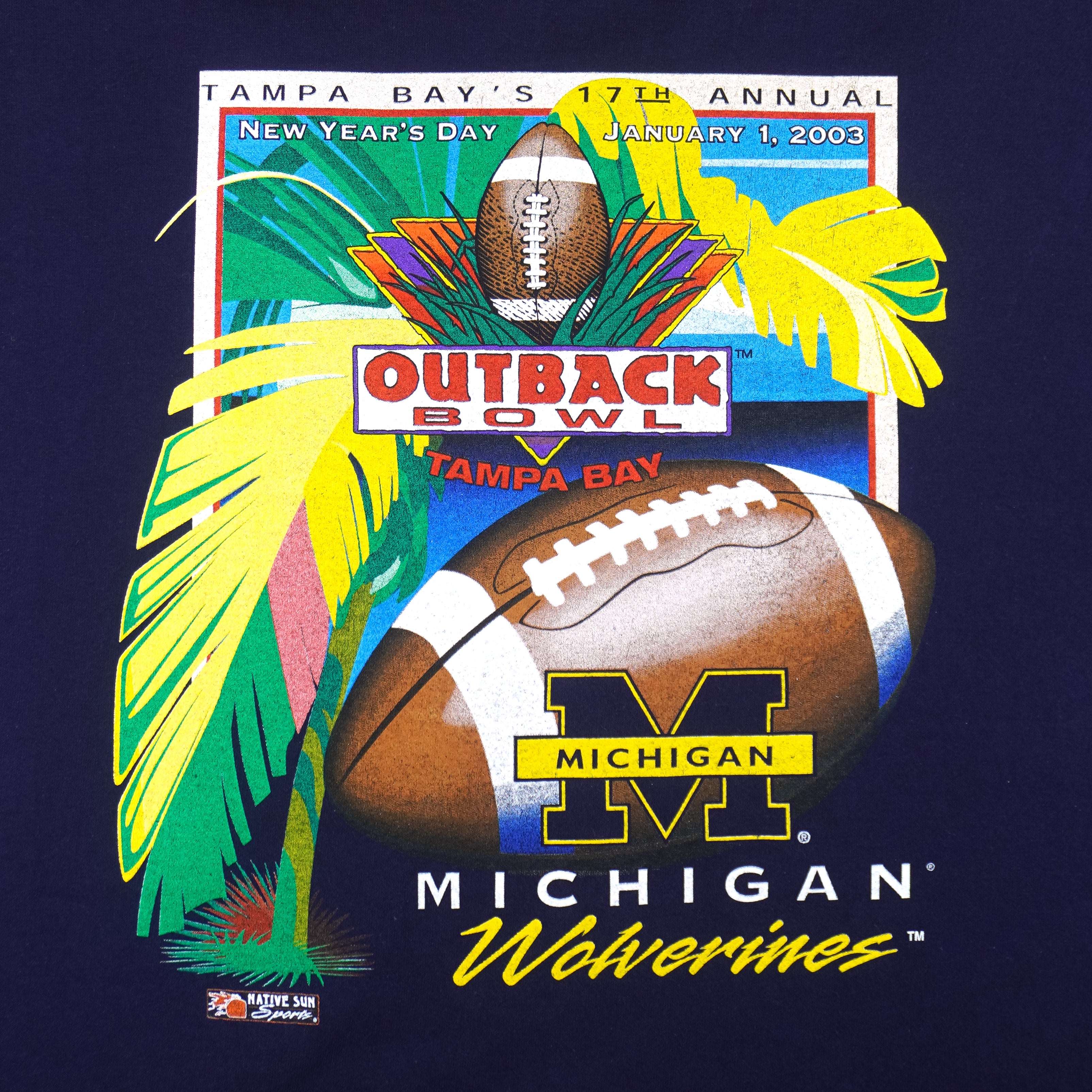 NCAA (Gildan) - Michigan Wolverines Outback Bowl T-Shirt 2003 XX-Large