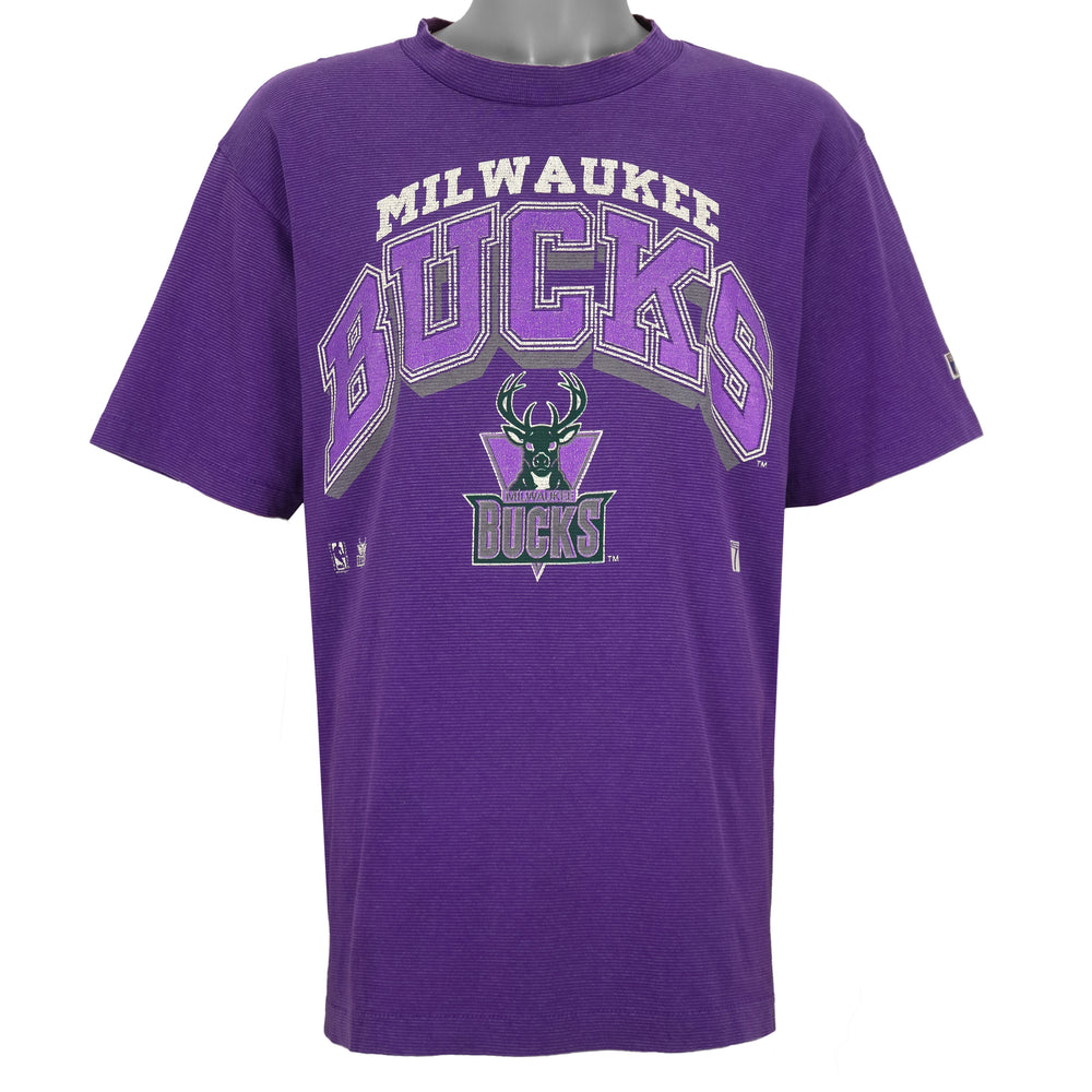 NBA (Logo 7) - Milwaukee Bucks Single Stitch T-Shirt 1990s X-Large Vintage Retro Basketball