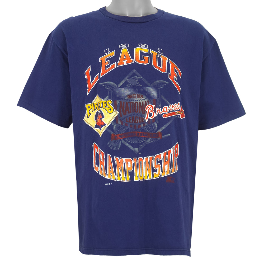Starter - National League Championship Pirates Vs Braves Matchups T-Shirt 1991 Large Vintage Retro Baseball