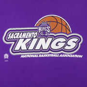 NBA (Fruit Of The Loom) - Purple Sacramento Kings Big Logo T-Shirt 1990s Large