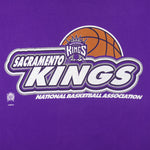NBA (Fruit Of The Loom) - Purple Sacramento Kings Big Logo T-Shirt 1990s Large