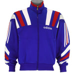 Adidas - Blue, Red, and White Colorblock Sports Track Jacket 1990s Medium Vintage Retro