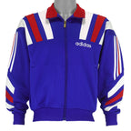 Adidas - Blue, Red, and White Colorblock Sports Track Jacket 1990s Medium Vintage Retro