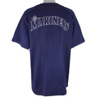 Nike - MLB Blue Seattle Mariners Button-Up Jersey T-Shirt 1990s Large Vintage Retro Baseball