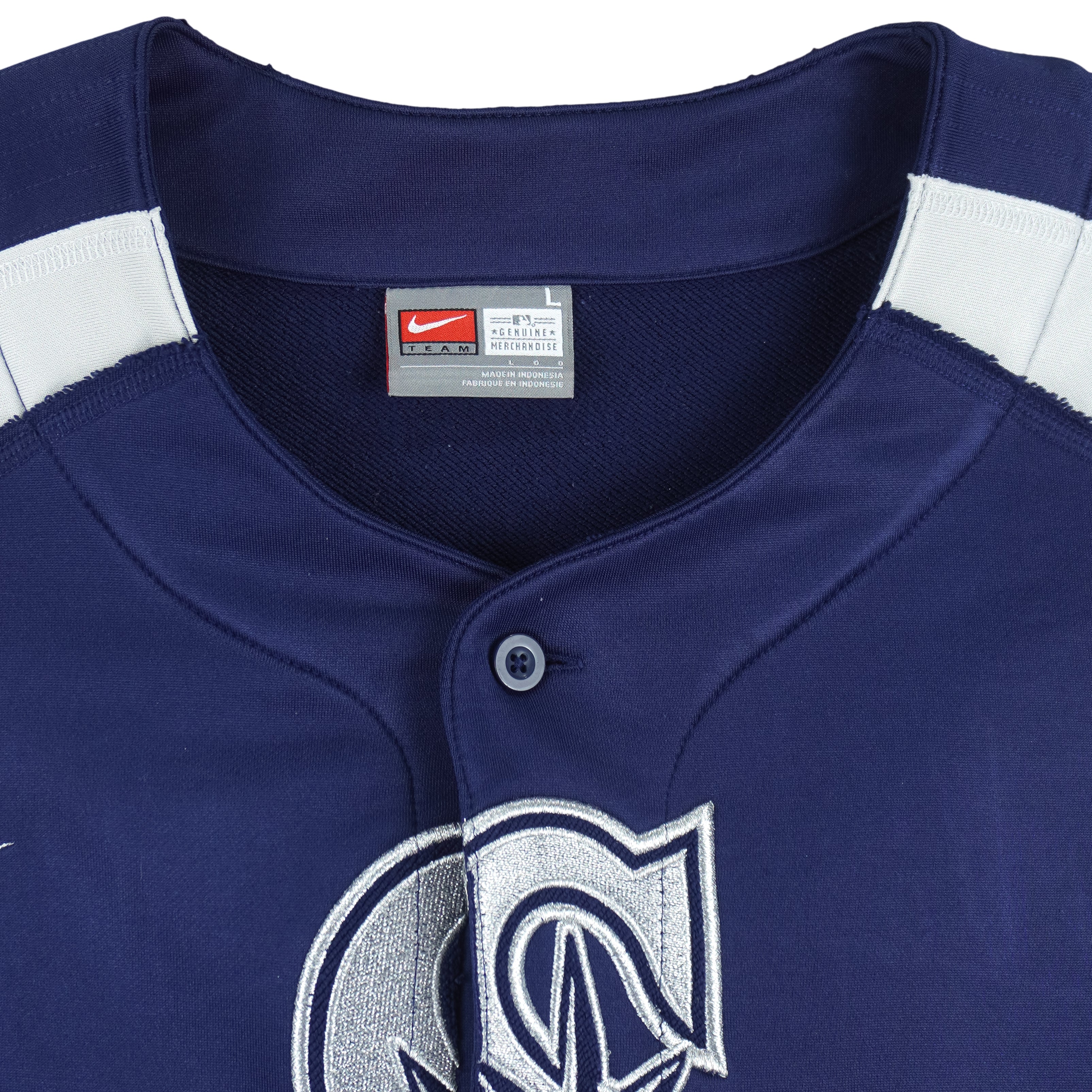 Nike - MLB Blue Seattle Mariners Button-Up Jersey T-Shirt 1990s Large