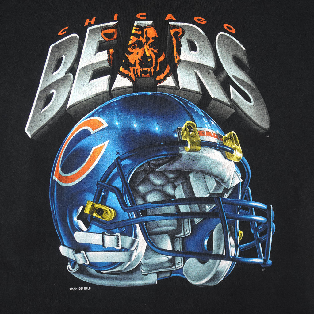 NFL - Black Chicago Bears Helmet Single Stitch T-Shirt 1994 X-Large Vintage Retro Football