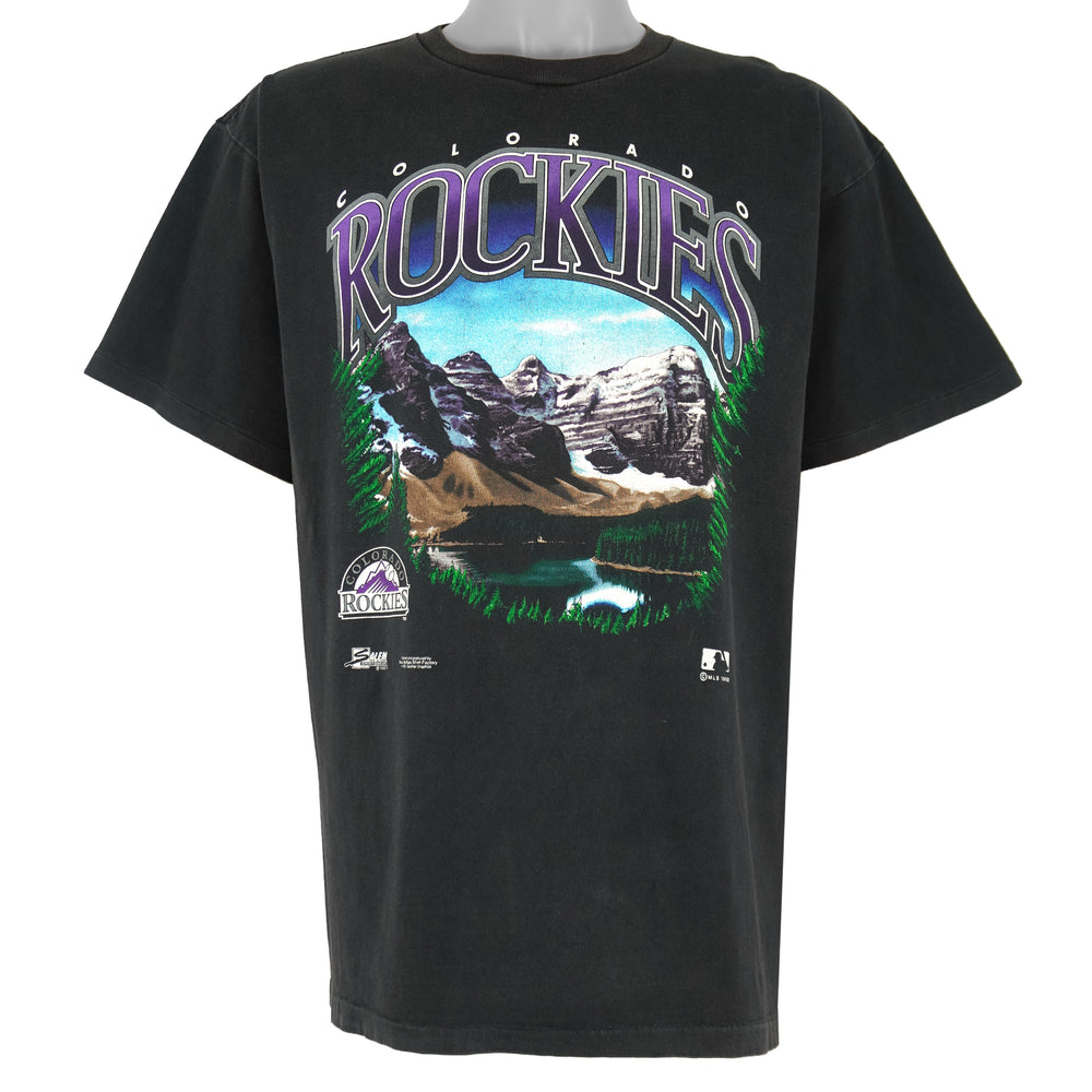 MLB (Salem) - Colorado Rockies Spell-Out T-Shirt 1992 X-Large Vintage Retro baseball