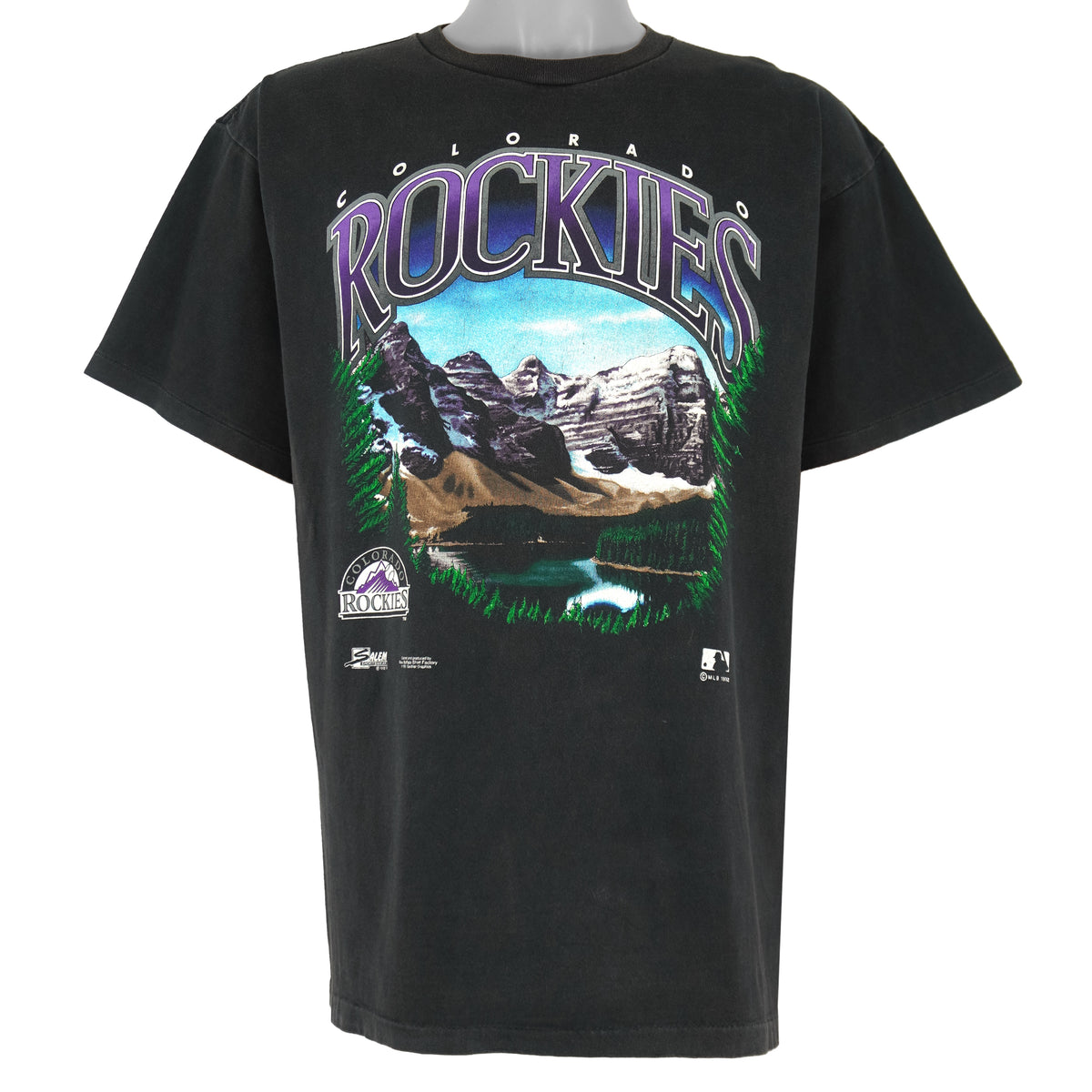 MLB (Salem) - Colorado Rockies Spell-Out T-Shirt 1992 X-Large Vintage Retro baseball