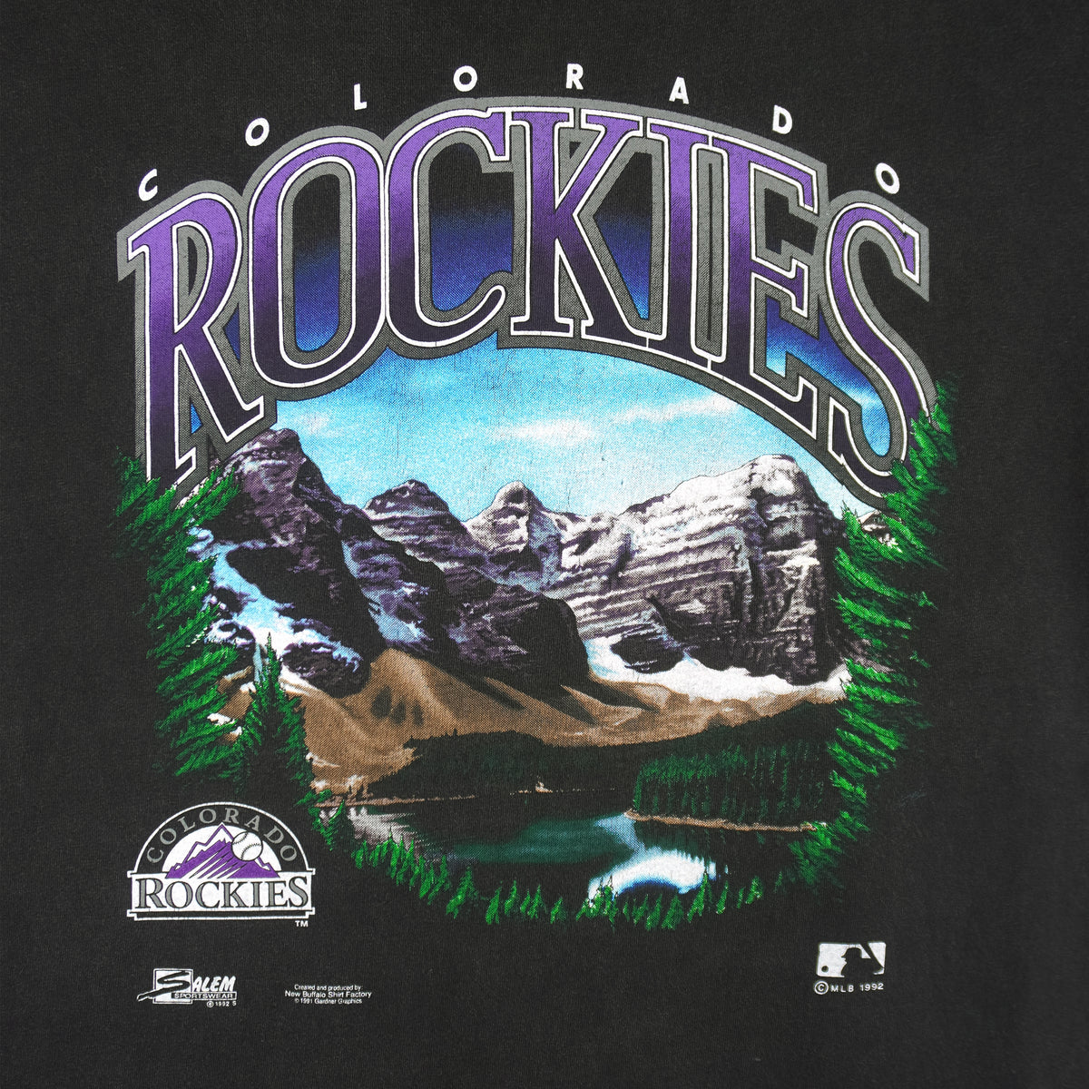 MLB (Salem) - Colorado Rockies Spell-Out T-Shirt 1992 X-Large Vintage Retro baseball