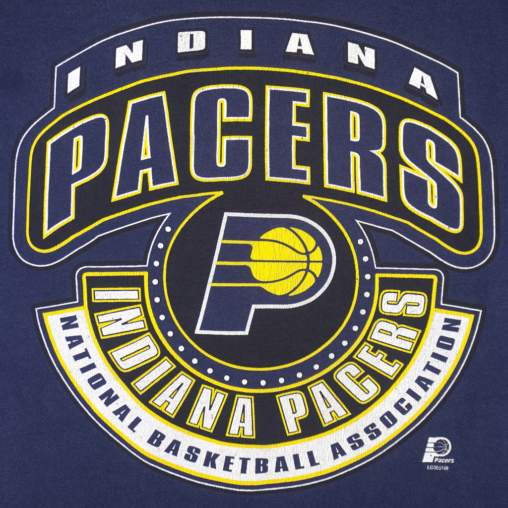 NBA (Logo 7) - Indiana Pacers Spell-Out T-Shirt 1990s X-Large Vintage Retro Basketball