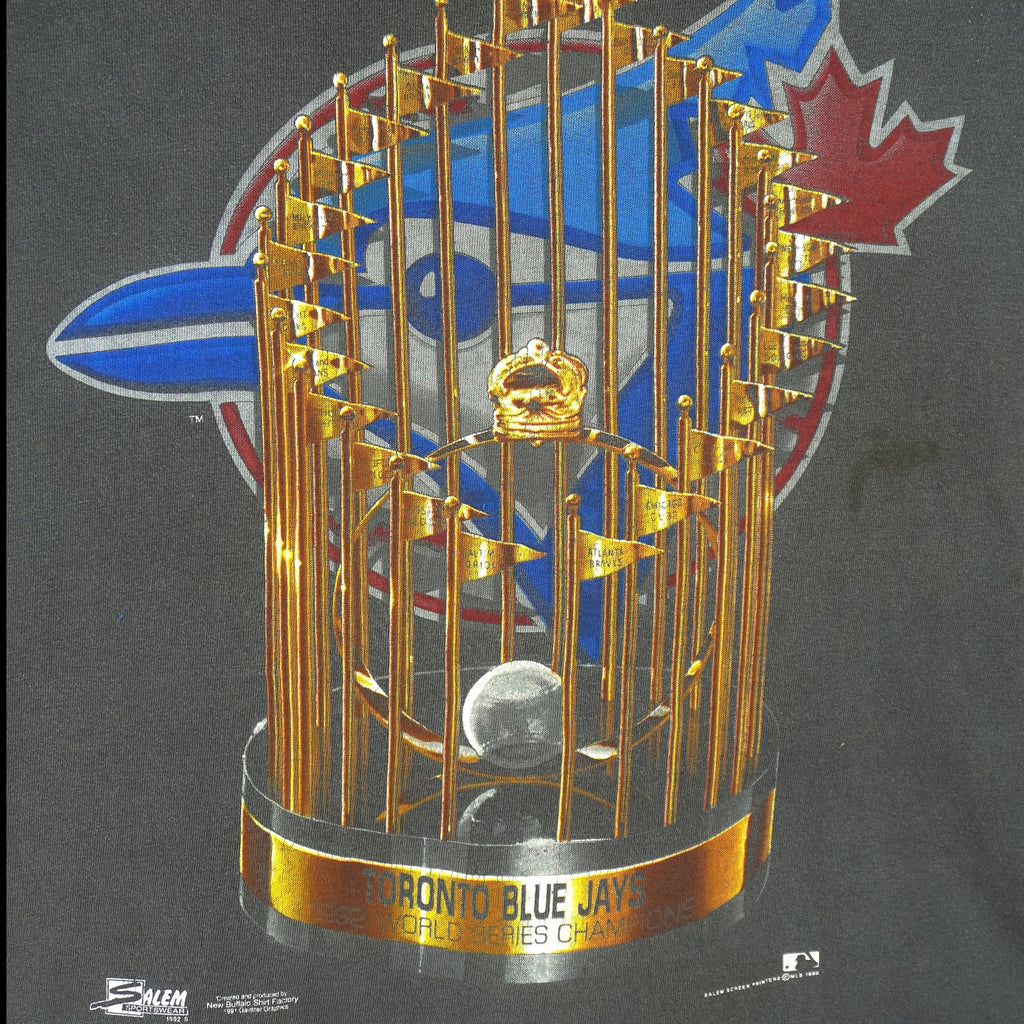 MLB (Salem) - Toronto Blue Jays Champions Trophy T-Shirt 1992 Large Vintage Retro Baseball