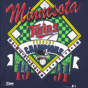 MLB (Salem) - Minnesota Twins Champions T-Shirt 1991 Large Vintage Retro Baseball