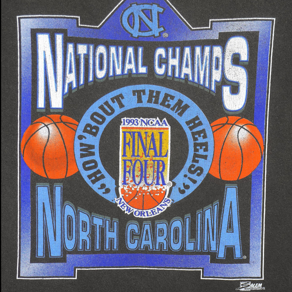 NCAA (Salem) - North Carolina Tar Heels Basketball Final Four Champs T-Shirt 1993 Large Vintage Retro Basketball