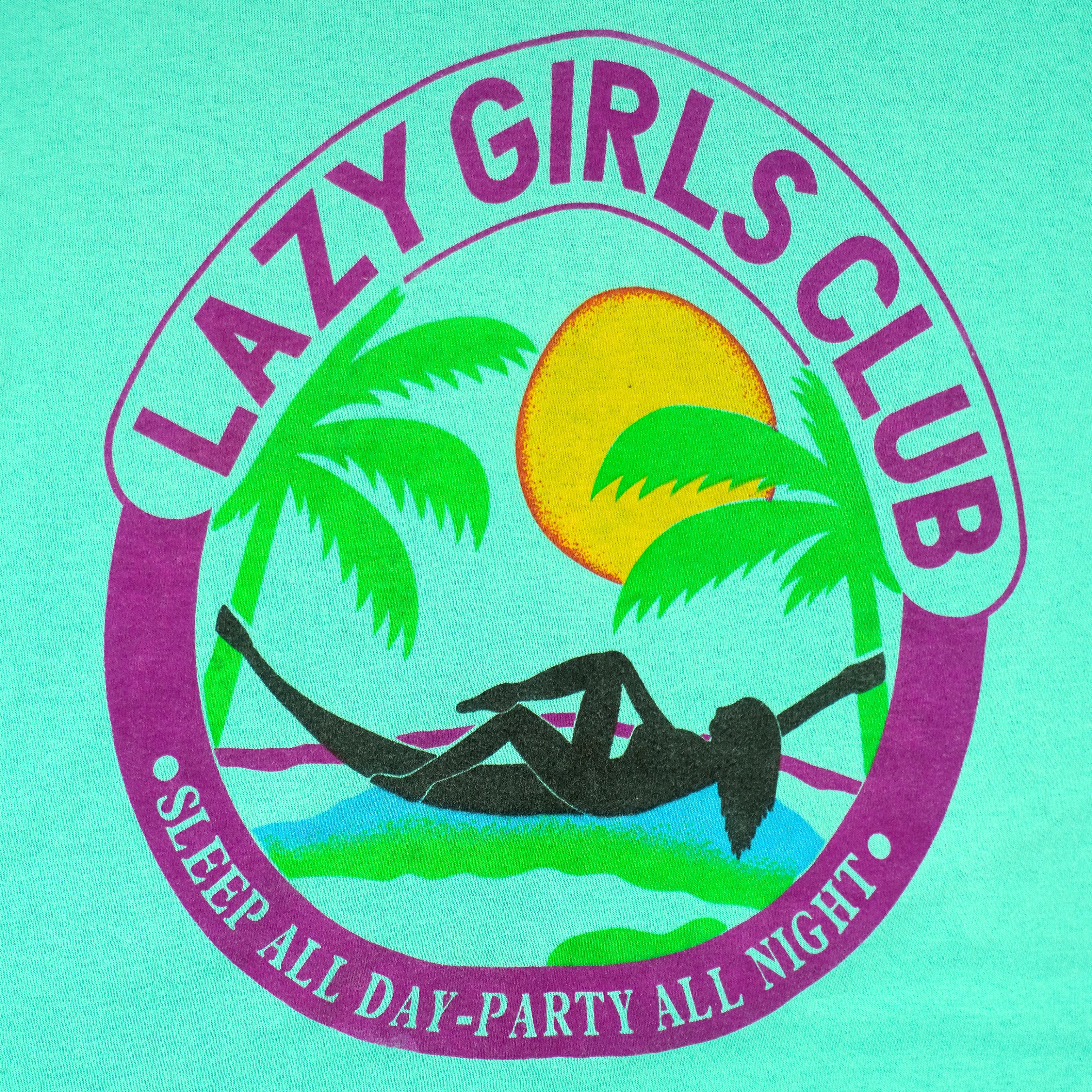 Vintage - Lazy Girls Club Single Stitch T-Shirt 1990s Large Vintage Retro