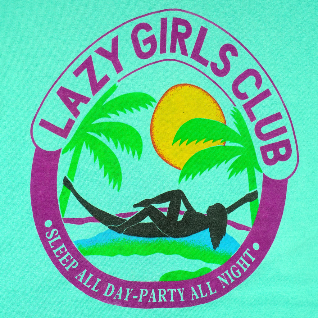 Vintage - Lazy Girls Club Single Stitch T-Shirt 1990s Large Vintage Retro