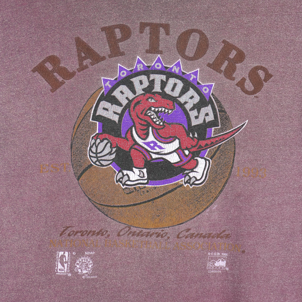 NBA (Waves) - Toronto Raptors Basketball T-Shirt 1995 Large Vintage Retro Basketball