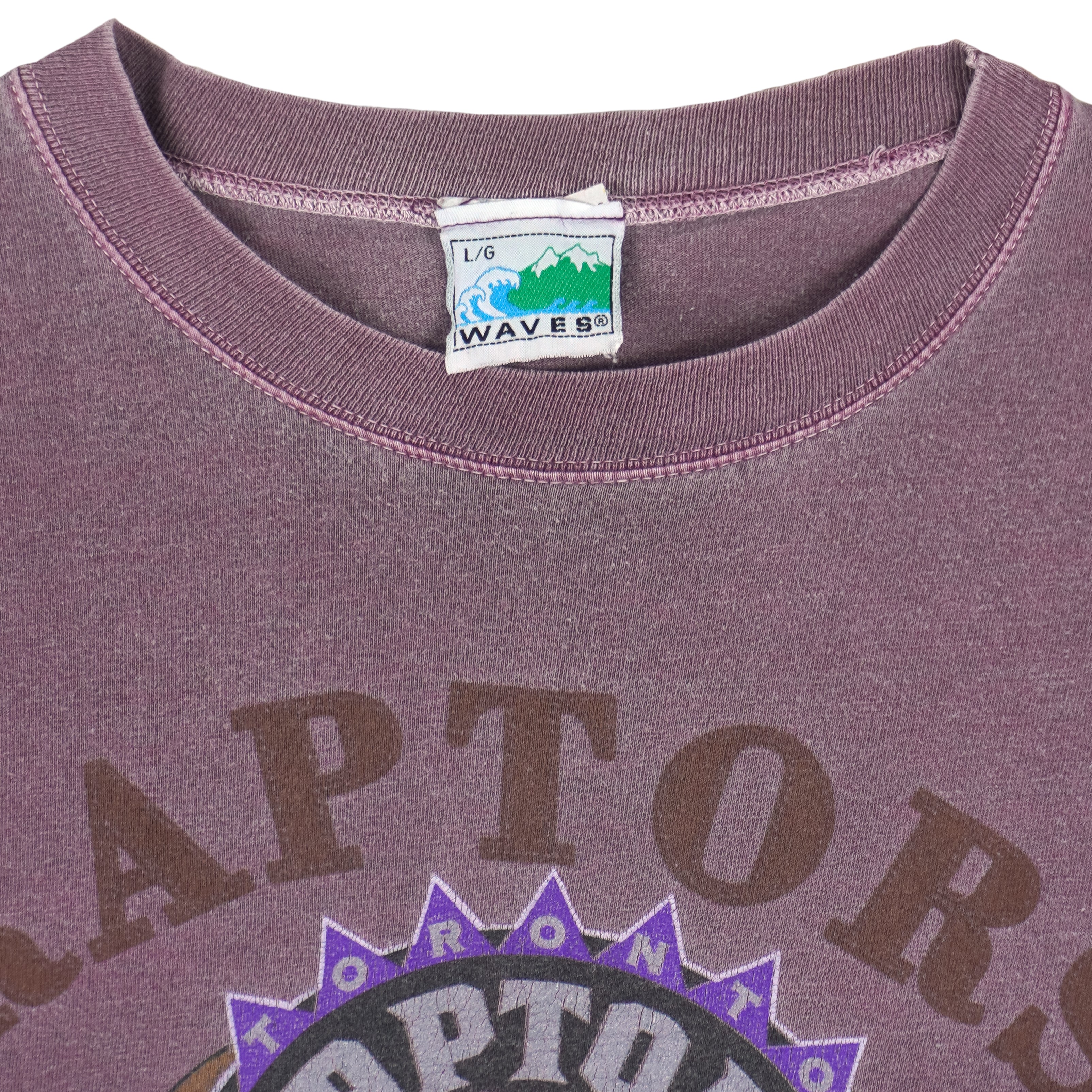 NBA (Waves) - Toronto Raptors Basketball T-Shirt 1995 Large Vintage Retro Basketball