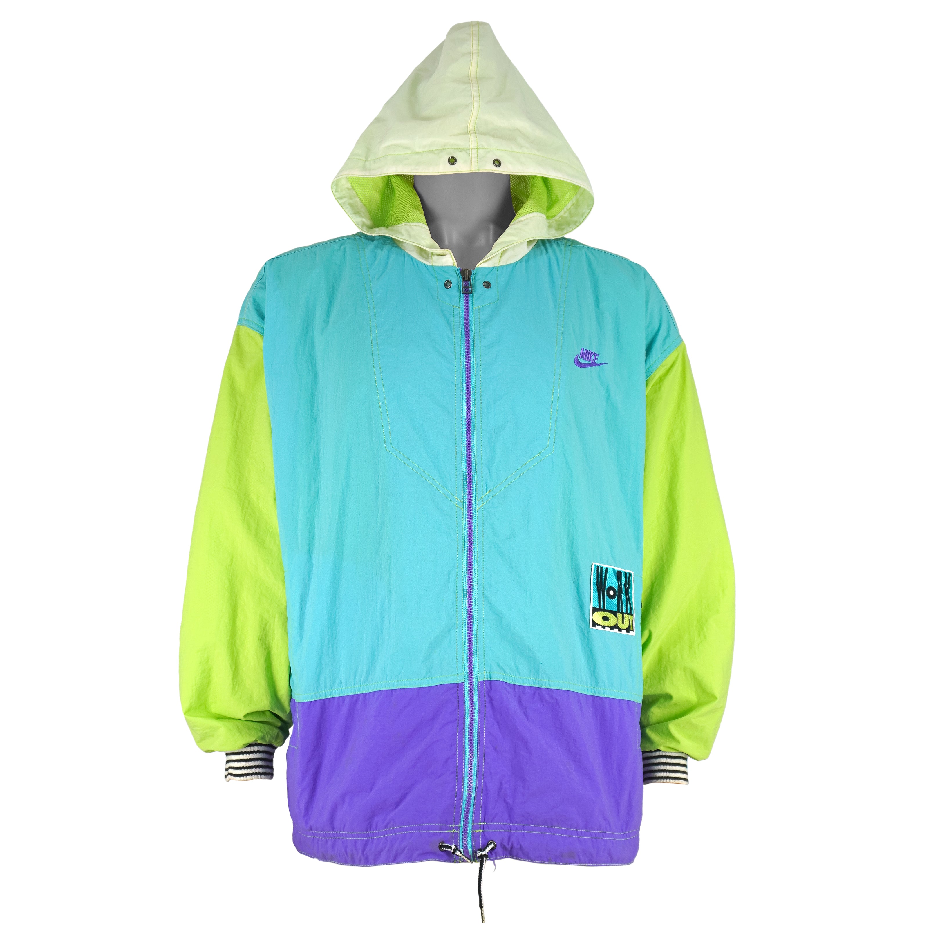 Nike - Blue, Purple & Green Work Out Metabolic Track Jacket 1990s Large Vintage Retro