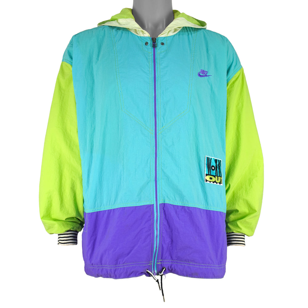 Nike - Blue, Purple & Green Work Out Metabolic Track Jacket 1990s Large Vintage Retro