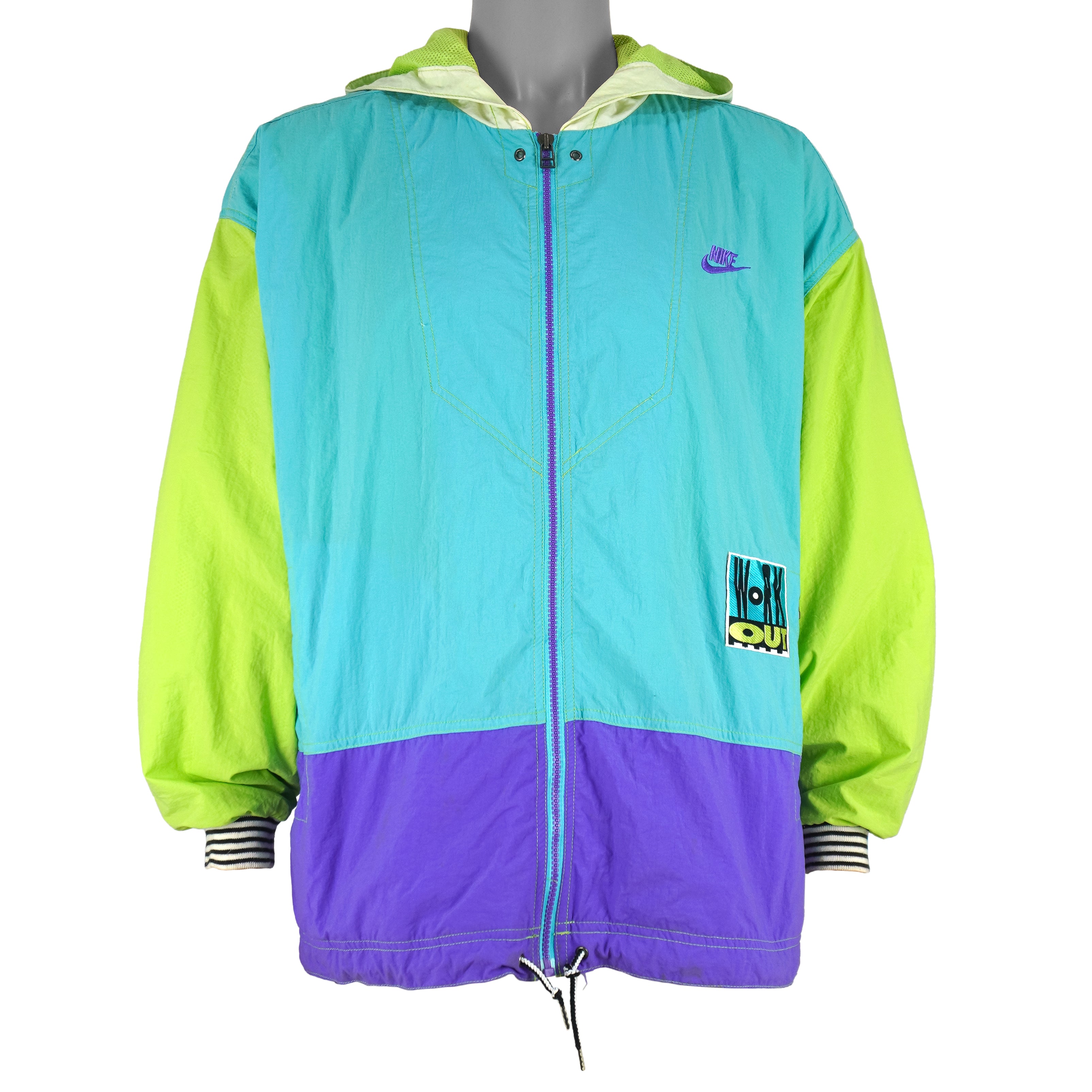 Nike - Blue, Purple & Green Work Out Metabolic Track Jacket 1990s Large Vintage Retro