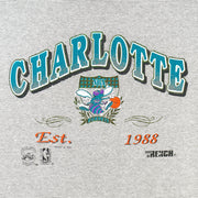 NBA (Trench) - Grey Charlotte Hornets Pinstripes T-Shirt 1992 X-Large Vintage Retro Basketball