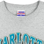 NBA (Trench) - Grey Charlotte Hornets Pinstripes T-Shirt 1992 X-Large Vintage Retro Basketball