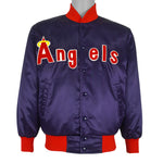 MLB (Unishine) - Blue & Red California Angels Satin Jacket 1990s Medium Vintage Retro Baseball