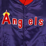 MLB (Unishine) - Blue & Red California Angels Satin Jacket 1990s Medium Vintage Retro Baseball