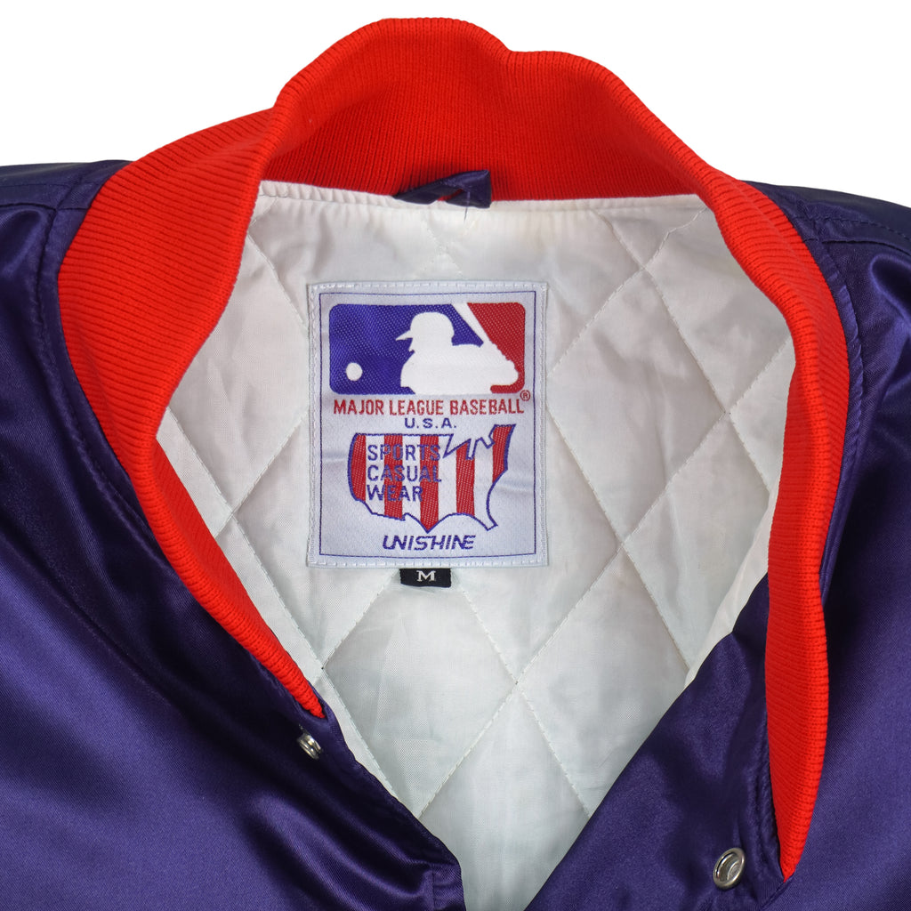 MLB (Unishine) - Blue & Red California Angels Satin Jacket 1990s Medium Vintage Retro Baseball
