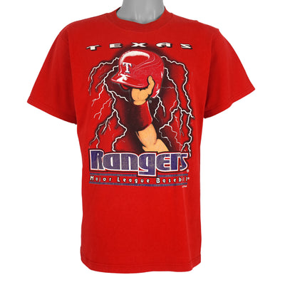 MLB - Red Texas Rangers Helmet T-Shirt 1998 Medium