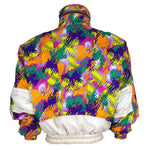 Vintage (Competition) - White Button-Up Abstract Pattern Ski Jacket 1990s Medium Vintage Retro
