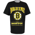 NHL (Lee) - Black Boston Bruins Spell-Out T-Shirt 1990s Large Vintage Retro Hockey