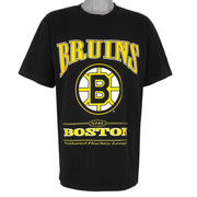 NHL (Lee) - Black Boston Bruins Spell-Out T-Shirt 1990s Large Vintage Retro Hockey
