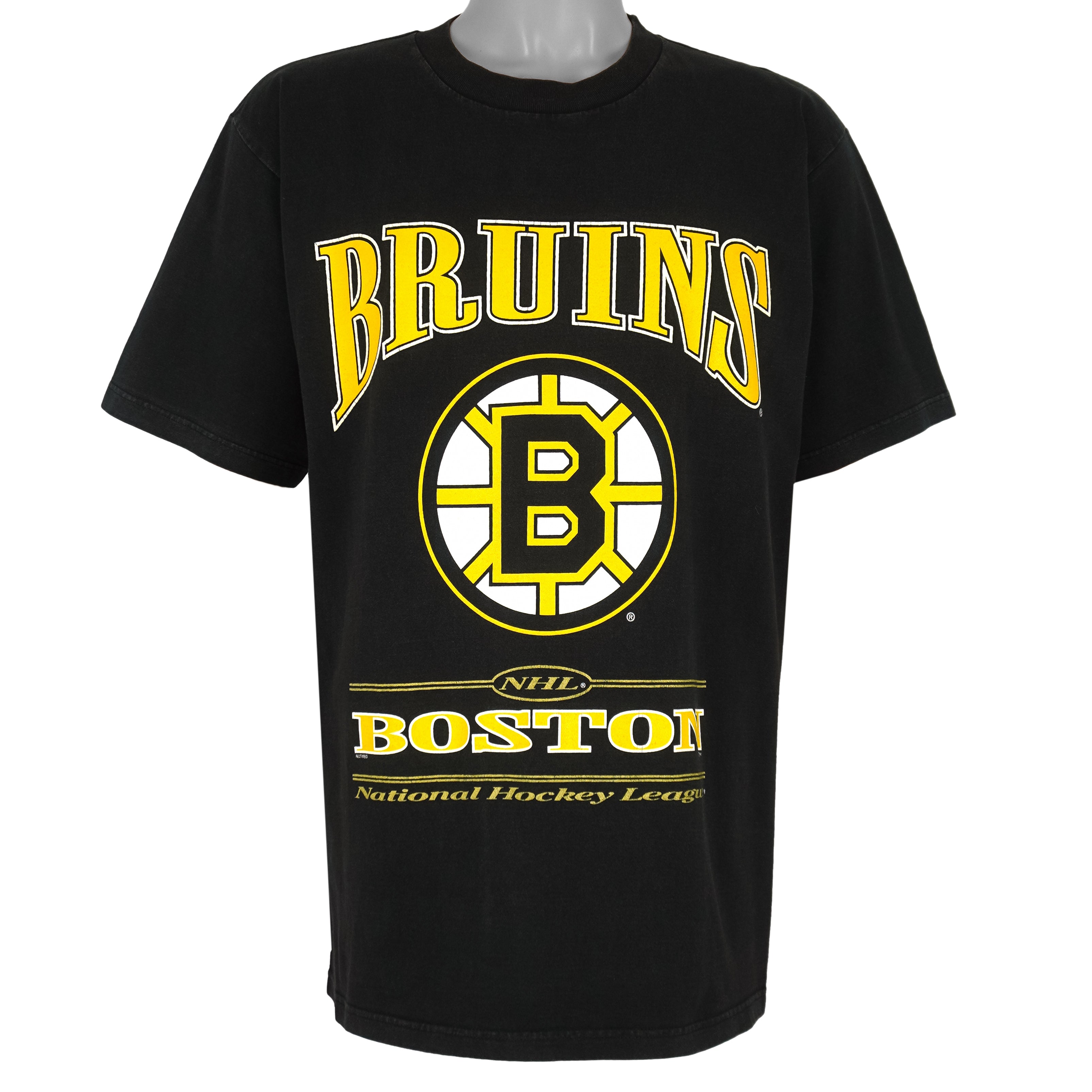NHL (Lee) - Black Boston Bruins Spell-Out T-Shirt 1990s Large Vintage Retro Hockey