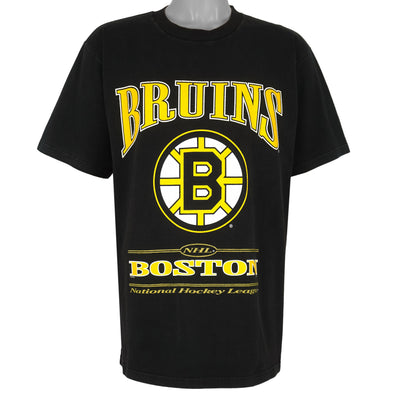 NHL (Lee) - Black Boston Bruins Spell-Out T-Shirt 1990s Large
