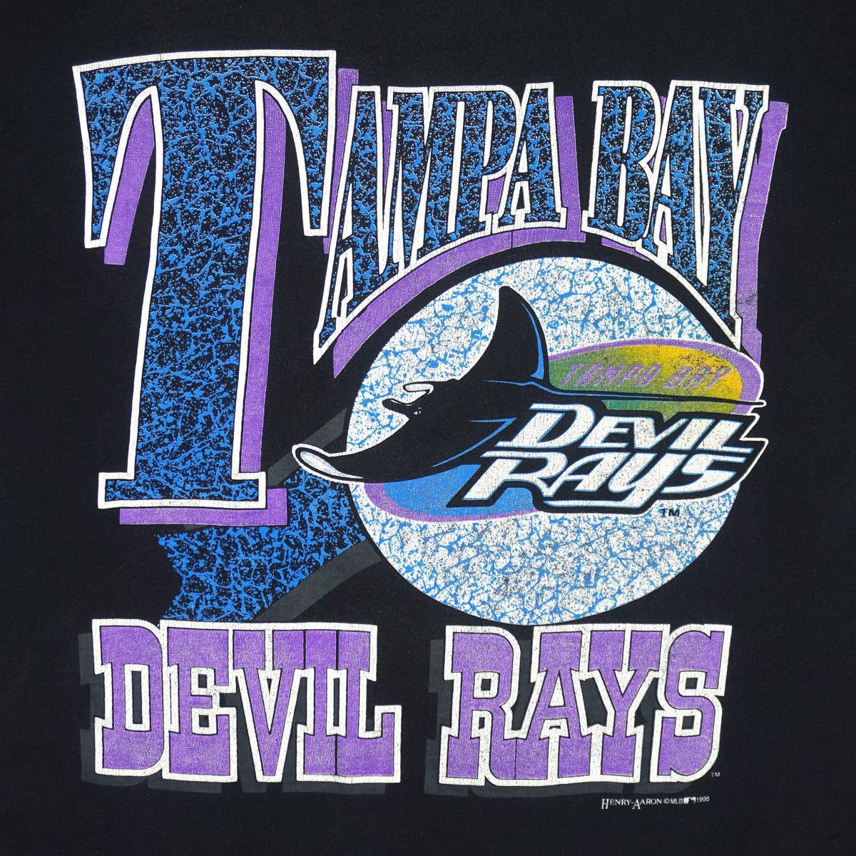 MLB (True Fan) - Tampa Bay Devil Rays T-Shirt 1995 Medium Vintage Retro Baseball