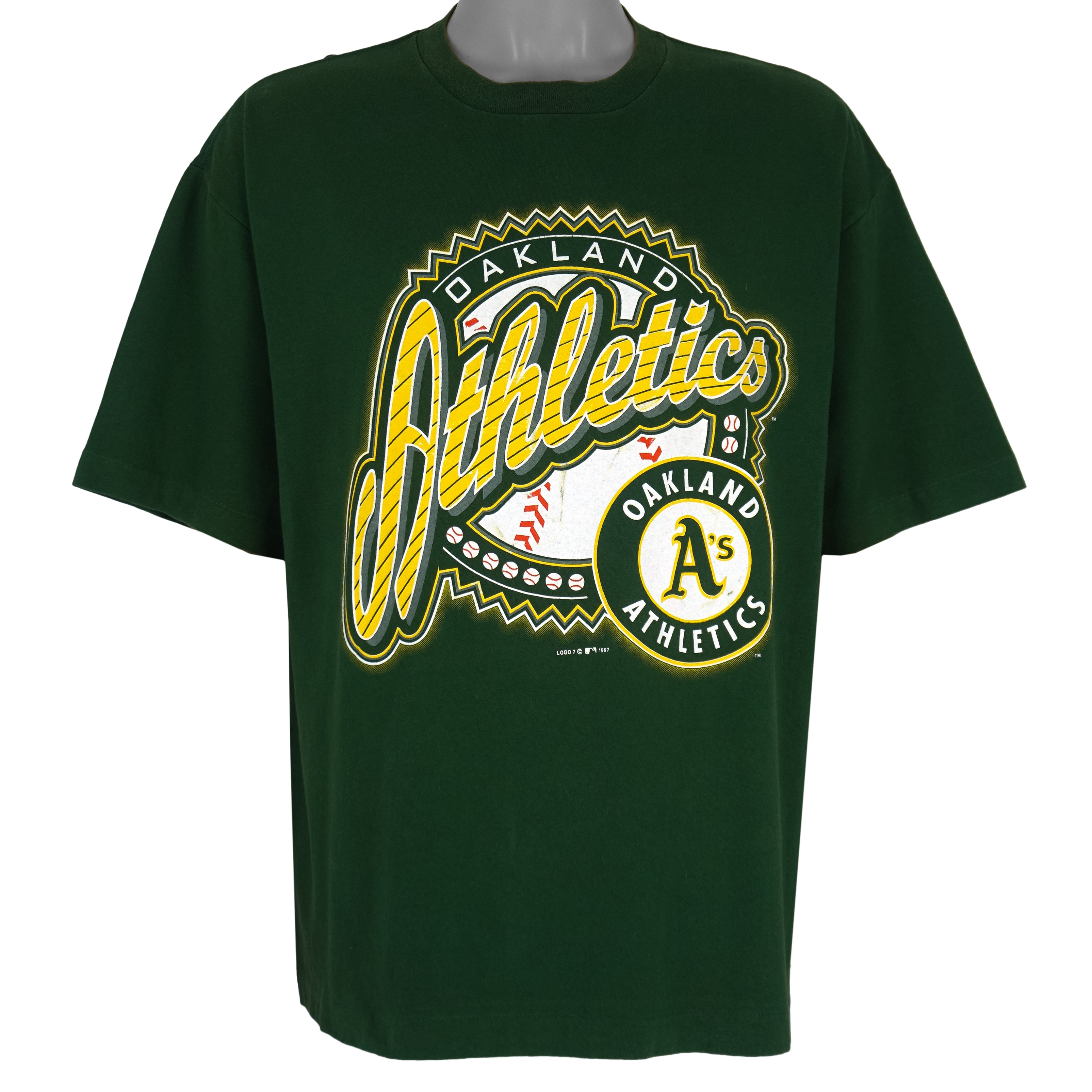 MLB (Logo 7) - Oakland Athletics Baseball T-Shirt 1997 X-Large Vintage Retro Baseball